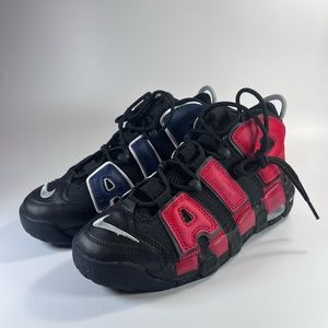 NIKE AIR MORE UPTEMPO ‘Black Red Navy’ [DM0017-001] SIZE WOMENS 7 / YOUTH 5.5